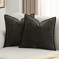 FUTEI Pack of 2 Chenille Soft Throw Pillow Covers 20x20 Inch, Black by FUTEI