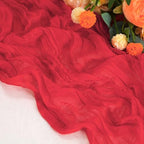 Snowkingdom 6 PCS Red Cheesecloth Table Runner 10 Ft, 120 inch Long Cheese Cloth Gauze Runners for Christmas Wedding Bridal Baby Shower Birthday Holiday Party Table Decorations - Image 3