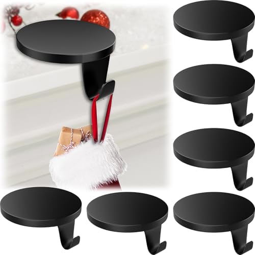5 Pack Round Christmas Stocking Holders Weighted Metal Stockings Hangers Multiple Uses Hanging Hooks Stocking Holders Bases for Fireplace Xmas Christmas Decor (Black, 5) by Unknown