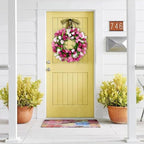 U'Artlines 20 Inch Tulip Wreath for Front Door, Spring Summer Silk Wreath - Image 2
