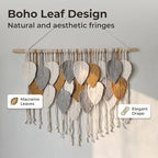 Jditngp Large Macrame Wall Hanging Boho Woven Leaf Tapestry,Hand Woven Tassels,Nordic Home Decorations Bohemian Handmade Leaf Feather Big Wall Art Decor for Living Room Bedroom Apartment 47.2"Wx33.5"L - Image 3