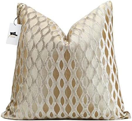 22x22 Beige Pillow Covers, Gold Cushion Throw Velvet Covers ,Velvet Beige Gold Square Modern Style for Living Room, Couch, Sofa, Bed, Chair, Cover Pillow Cover for Couch Bed and Chair (No Insert) by DAINS