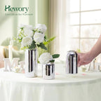 Hewory Silver Glass Bud Vases for Flowers: 12PCS Chrome Small Vases Bulk - Image 4