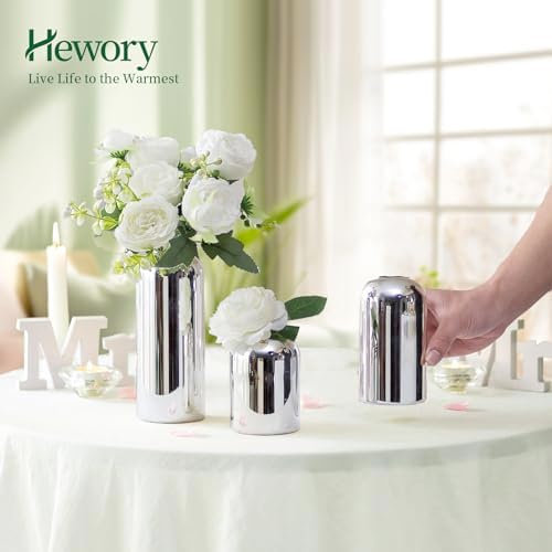 Hewory Silver Glass Bud Vases for Flowers: 12PCS Chrome Small Vases Bulk - Image 4