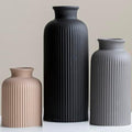 Large Modern Ceramic Vase Set, Black Ribbed Matte Finish, 3-Piece Decorative Vases for Home Living Room Office, 10 inch Tall, 4 inch Width (XL Black Mix) by Vaurcesavase