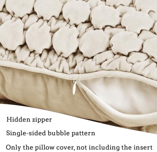 Velvet Throw Pillow Covers 18x18 Set of 2 Beige Cushion Case - Image 5