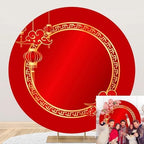 Happy Chinese New Year Round Backdrop Cover Chinese Style Photography Backdrop Red Lantern Lunar New Year Circle Background Chinese Spring Festival Celebration Party Decorations Supplies 6.5ft by OERJU
