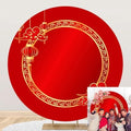 Happy Chinese New Year Round Backdrop Cover Chinese Style Photography Backdrop Red Lantern Lunar New Year Circle Background Chinese Spring Festival Celebration Party Decorations Supplies 7.5ft by OERJU