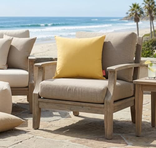 Outdoor/Indoor Sunbrella Throw Pillows Square Set of 2 Pieces 18 inch x 18 inch Spectrum Daffodill - Cover Only, Insert Not Included - Image 4