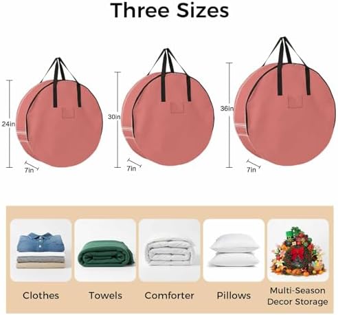 Peach Solid Round Storage Bag 36 Inch, Clothes Storage Container with Handles Heavy Duty Organizer for Comforter, Bedding & Holiday Wreaths - Image 7
