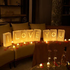 I Love You Light Up Letters Signs, Romantic Proposal Anniversary Valentines' Day Decorations with Luminary Paper Bags, 30 LED Tea Light Candles, Red Heart Balloons, Artificial Rose Petals - Image 3
