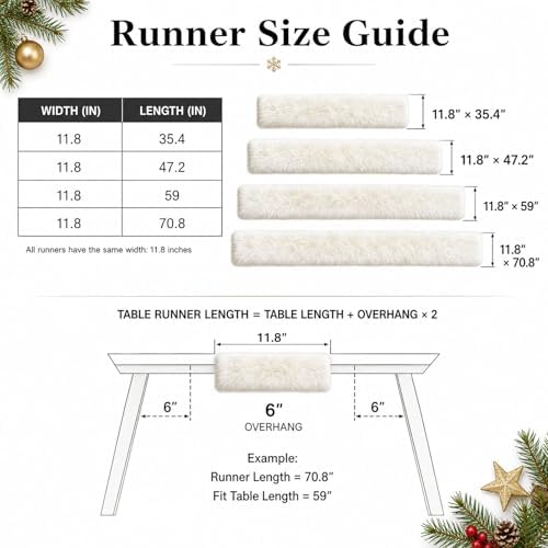 White Faux Fur Table Runner Fluffy Soft Luxury Table Decor for Christmas Thanksgiving Wedding Birthday Party Banquet Wedding Dining Table 11.8x70.8inch - Image 4
