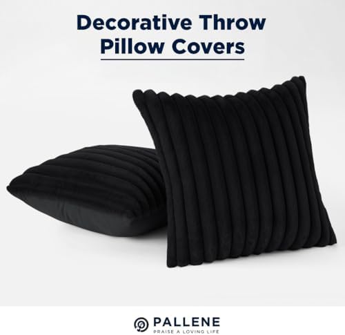 Pallene Faux Fur Decorative Throw Pillow Covers 24x24 Set of 2, Black - Image 6