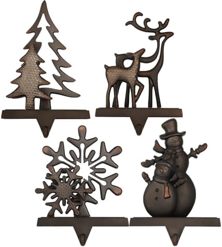 Black Christmas Stocking Holders for Mantel Set of 4 Stocking Hooks for Fireplace Mantel Hangers for Stocking Metal Stocking Holder for Christmas Decoration Hanging Hanger Clips by WeddPtyFr