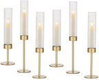 Hewory Gold Hurricane Candle Holder: 6PCS Candlestick Holders for Decor by Hewory