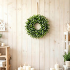 26" Eucalyptus Wreath for Front Door, Large Artificial Eucalyptus with Baby's Breath Greenery Flowers Wreath for Home, Porch, Farmhouse Wall Decor, Spring, Summer, Fall, All Seasons - Image 3