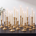 Mumufy 20 Pcs Matte Candlestick Holders, Metal Wedding Taper Candle Holders Vintage Candles Stand Set, Candle Stick Decor for Mantel Table Centerpiece Wedding Dining Table Decor Mantelpiece (Gold) by Mumufy