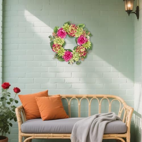 Spring Summer Wreath for Front Door with Large Peonies, Hydrangeas, Dahlias for All Seasons Indoor Outdoor Use, 20" Silk Floral Wreath Spring Summer Decorations for Home, Porch, Wall, Wedding Decor - Image 5