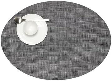 Chilewich Mini Basketweave Placemats, Woven Oval Placemats Set of 4 by Chilewich