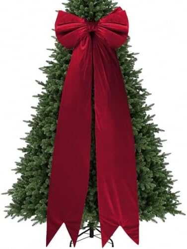 Large Velvet Bow 75x23 Inch Oversized Christmas Tree Topper (Dark Red - Image 7
