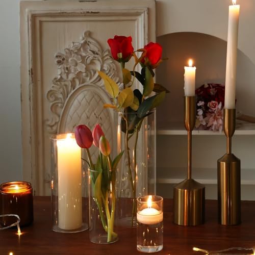 Fixwal 48pcs Clear Glass Cylinder Vases, 4, 6, 8, 10 Inch Tall Cylinder Vases for Centerpieces, Glass Flower Vase, Floating Candle Holder Vase for Table Shelf, Party, Wedding, Home Decor - Image 7