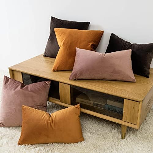 JUSPURBET 28x28 Euro Velvet Throw Pillow Covers Set of 2,Rust - Image 4