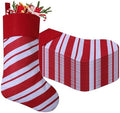 24 Pack Candy Cane Christmas Stockings, 19 Inches Red and White Christmas Stockings for Family Christmas Holiday Decorations by Tokforty
