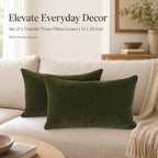 JoraLion Chenille Lumbar Pillow Covers 12x20 inch Moss Green - Image 2