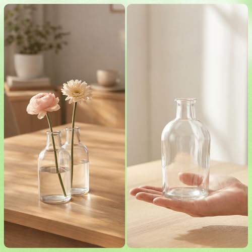 YOUEON 16 Pack Clear Glass Bud Vases, Small Bud Vases in Bulk, Glass Flower Vases for Centerpieces, Vintage Decorative Bottle Vases for Flowers, Home Decor, Wedding Reception, Office - Image 3