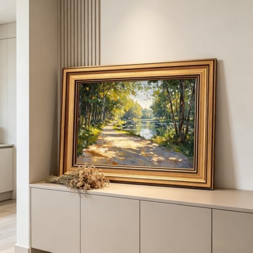 Gold Framed Sunshine Forest Canvas Wall Art 3D Texture Impressionist Landscape Decor Picture Spring Summer Nature Poster Prints for Living Room Classroom Bedroom office corridor Decoration - Image 4