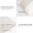 EVERGRACE x Kinsey Walsh Signature Velvet Panel Cotton Pillow Covers Set of 2, Decorative Pillow Covers 22"x22" for Couch, Square Cushion Cases for Sofa Bedroom Living Room, Off White Pearl - Image 4