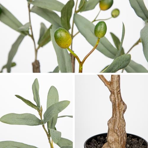Briful 30.3 Inch Artificial Olive Tree in Black Plastic Pot - Image 3