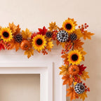Thiccywoov 6 ft Fall Sunflower Pumpkin Buffalo Plaid Garland by Jgiusenfg