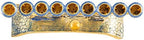 Matashi Hand Painted Blue Enamel Menorah Candelabra Embellished with - Image 4