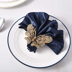 Set of 6 Crystal Butterfly Napkin Rings Home Metal Napkin Buckles Holder for Wedding,Parties, Dinners, Christmas, Holidays Decor (Gold) - Image 4