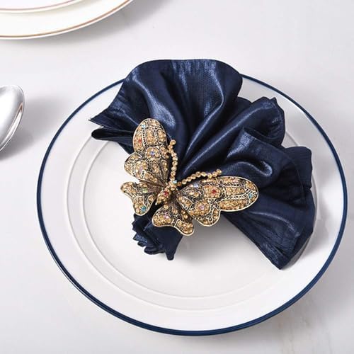 Set of 6 Crystal Butterfly Napkin Rings Home Metal Napkin Buckles Holder for Wedding,Parties, Dinners, Christmas, Holidays Decor (Gold) - Image 4