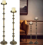 Maxdot Bronze Metal Pillar Candle Holder 36" 29" Tall Decorative Taper Candle Stand Set of 2 Vintage Floor Candlestick Holde for Housewarming Wedding Christmas Halloween Living Room by Maxdot