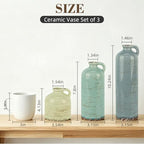 TBWIND Ceramic Vases Set of 3, Rustic Farmhouse Flower Vases Home Decor - Image 2