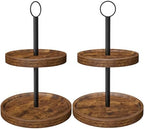Tiered Tray Stand, Rustic 2 Tier Round Serving Tray, 2-Pack by Unknown