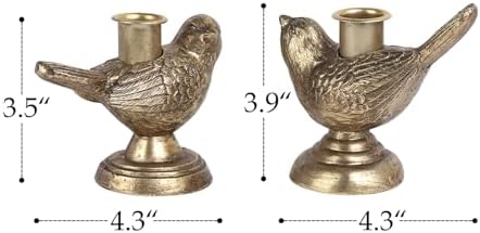 NIKKY HOME Vintage Gold Taper Candle Holders Set of 2, Bird Figurine Decor - Image 6