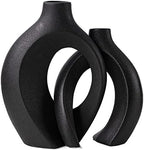 Levvohd Snuggle Hollow Ceramic Vase Set of 2 Minimalist Home Table Decor by 100hand-madeworks