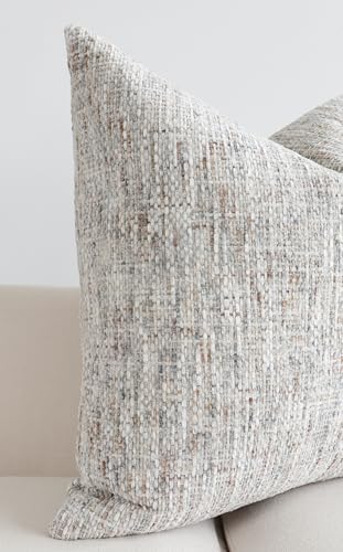 Textured Neutral Throw Pillow Covers 18x18 Inch Set of 2 Soft Woven Chenille Accent Boho Farmhouse Decorative Couch Pillow Covers for Modern Home Decor Bed Sofa Living Room - Image 3