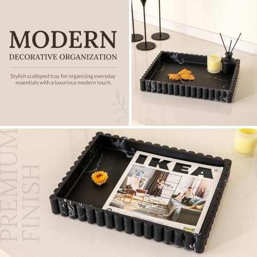 12" Black Resin Decorative Tray, Home Decor for Coffee Table - Image 2