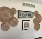 ARTIVEA Extra Large 21 Inch boho woven basket wall decor set of 8 | hanging woven boho wall baskets decor set (21, 19, 15, 15, 12, 12, 9, 9) | decorative wall baskets decor | wicker basket wall decor - Image 3