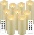 kakoya Flickering Flameless Candles, Battery Operated Acrylic LED Pillar Candles with Remote Control and Timer,Set of 9 (Ivory) by FLAMELESSCANDLES
