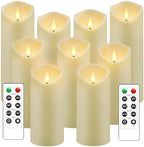 kakoya Flickering Flameless Candles, Battery Operated Acrylic LED Pillar Candles with Remote Control and Timer,Set of 9 (Ivory) by FLAMELESSCANDLES