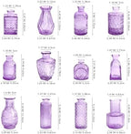 Violet Purple Glass Bud Vases in Bulk 12, Small Vintage Textured Flower Vases for Wedding Centerpieces, Baby Shower, Party Event, Decorative Mini Vase Bottles Set for Flower, Home Table Decor - Image 7