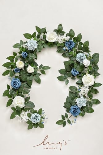 Ling's moment 5 FT Dusty Blue Artificial Flower Garland - Image 5