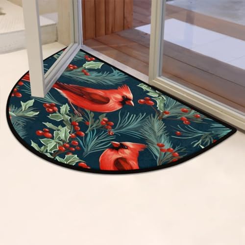 Half Round Door Mat Absorbent Door Mats Indoor, Cardinal Birds Leaf Welcome Mats Outdoor Doormats for Outdoor, Entrance, Home, Entryway Rug Non-Slip 24" x 36" - Image 6