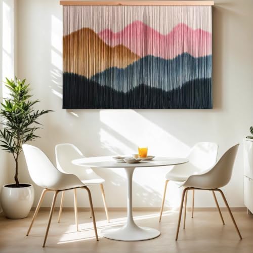 ARADNEO Large Macrame Wall Hanging Boho Dip-Dyed Home Decor Cotton yarn Tapestry Woven Wall Art for Bedroom, Living Room, Headboard or Fireplace (Pink) - Image 5